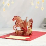 3d horse pop up card | chinese new year red gold greeting card