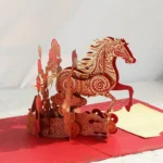 3d horse pop up card | chinese new year red gold greeting card