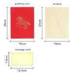 3d horse pop up card | chinese new year red gold greeting card